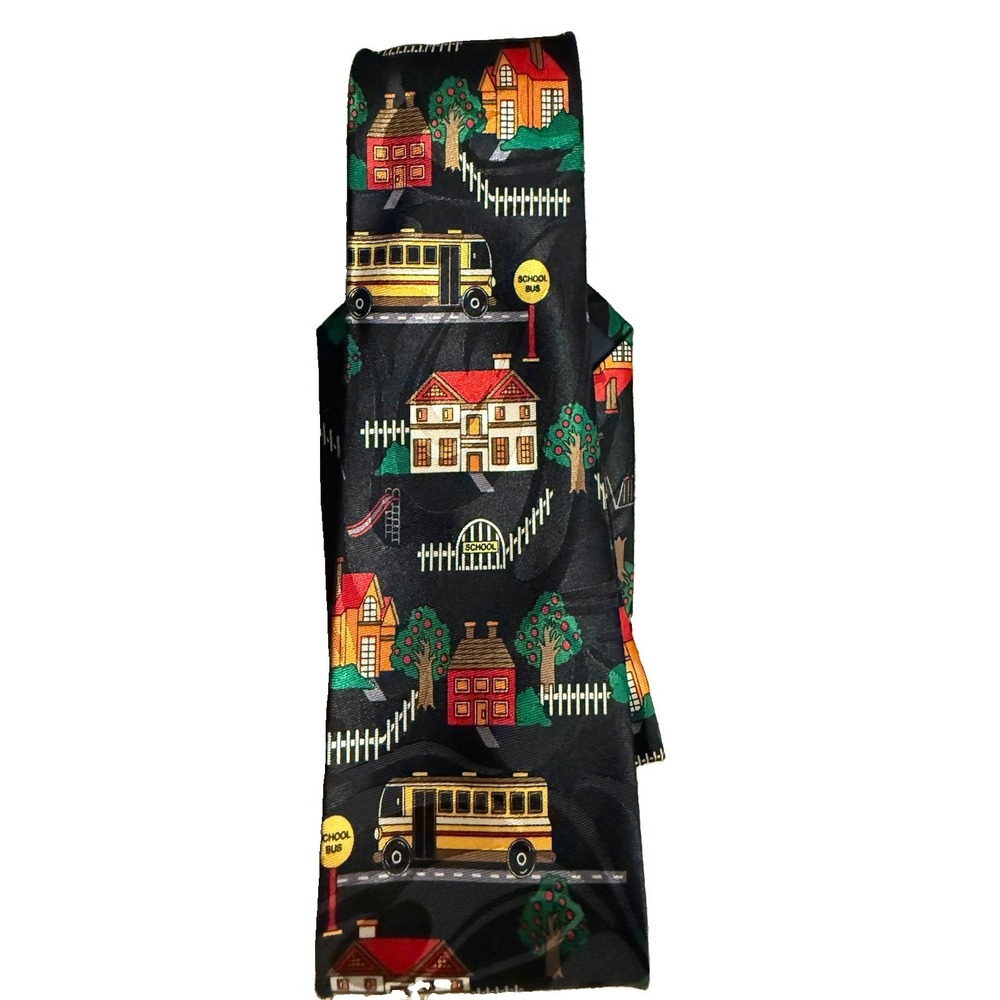 Steven Harris Hand Made Teacher School Neck Tie Bus